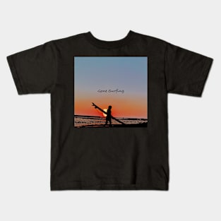 Silhouette of Surfer on Beach Kids T-Shirt